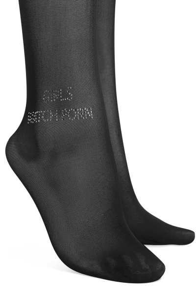 Vzorované silonky Norless Girl - otevřený klín - Černá