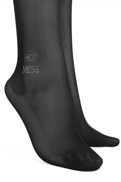 Vzorované silonky Norless Mess - otevřený klín - Černá