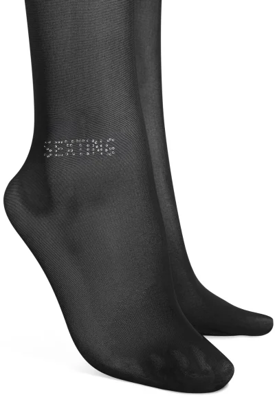 Vzorované silonky Norless Sexy - otevřený klín - Černá