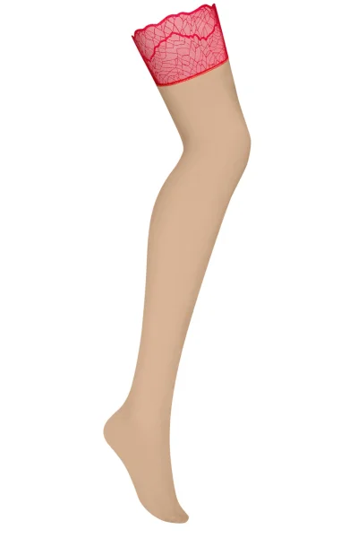 RED Punčochy na podvazkový pás Cupide Desir - Červená