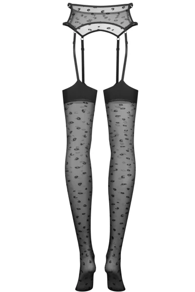 Sexy podvazkový pás punčochami Isinne - Černá