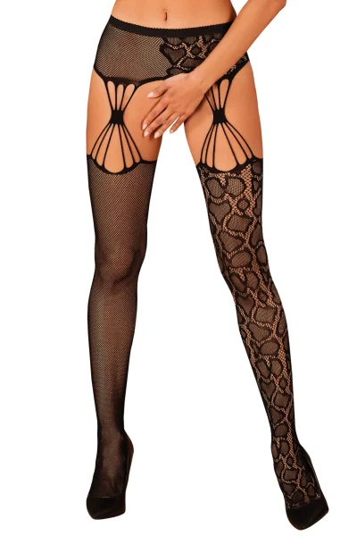 Podvazkový pás punčochami S821 - Černá