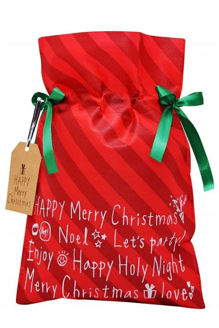 Dárková taška XPKD004 Xmas proužky - 20 x 30 cm - Červená