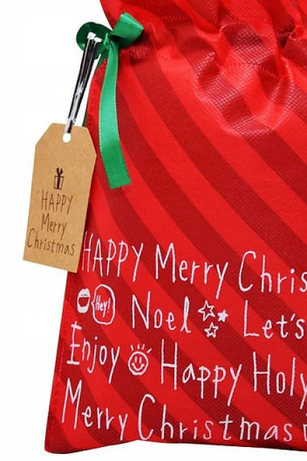 Dárková taška XPKD004 Xmas proužky - 20 x 30 cm - Červená
