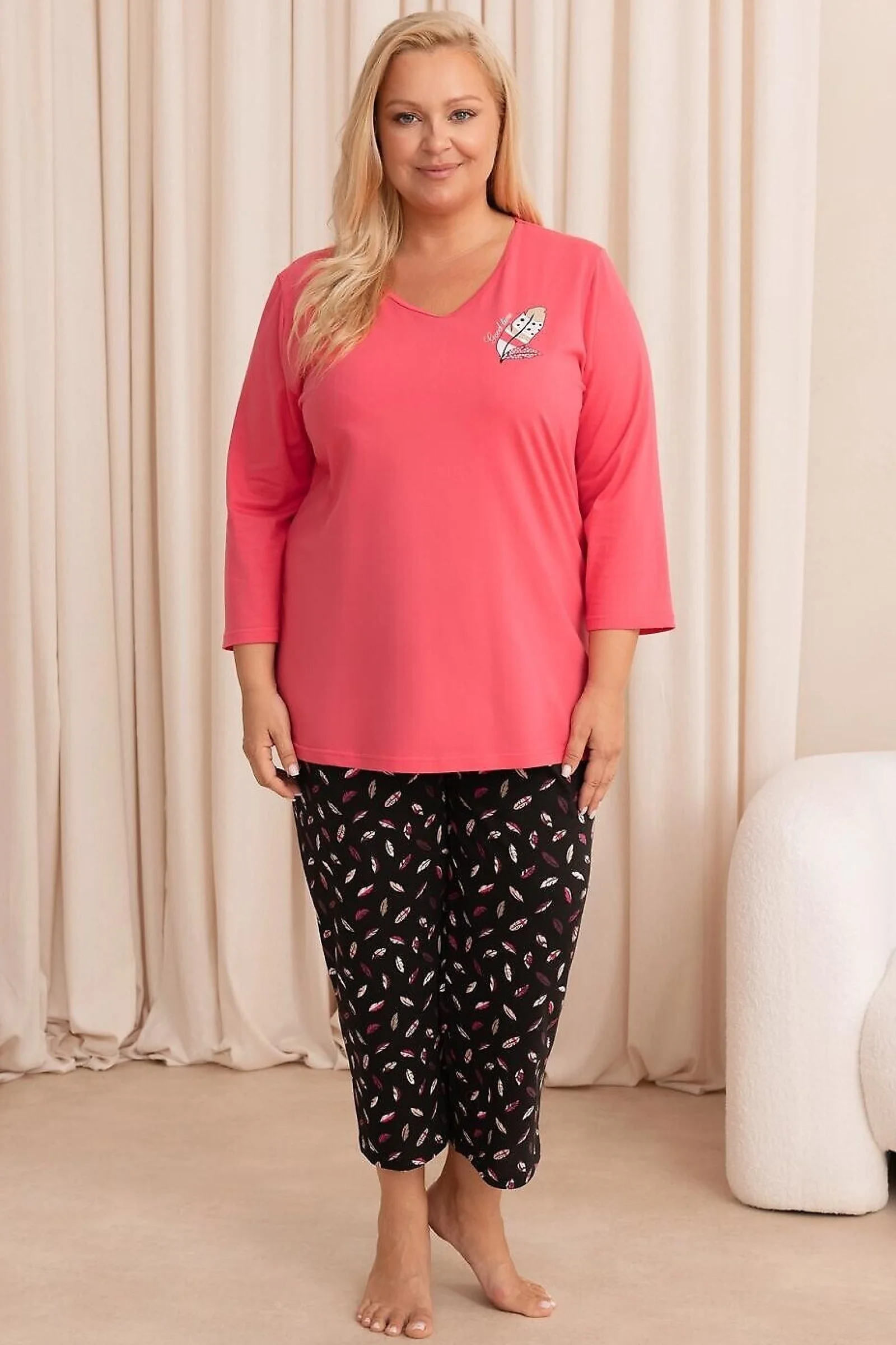 Dámské pyžamo Regina 4029 - 7/8 Růžová 3XL