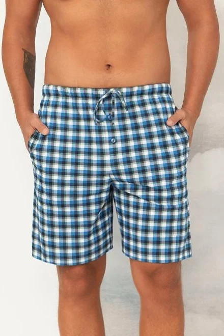 Pánské pyžamové kraťasy 6004 - bavlna - Zeleno-tmavěmodrá