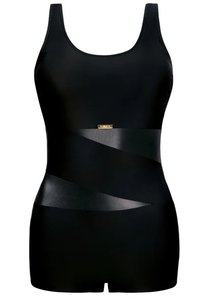 Jednodílné plavky S36 Fashion Sport - kraťásky - Černo-stříbrna