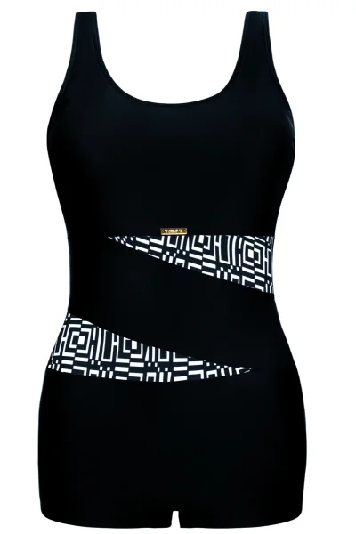 Jednodílné plavky S36 Fashion Sport - kraťásky - Bílo-černá