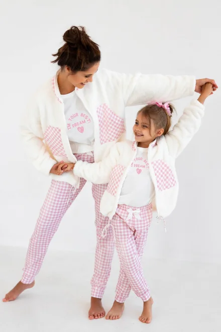 Dámská mikina Nanny - na zip - Ecru-růžová