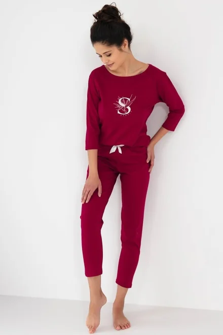 Dámské pyžamo Sarah - 7/8 kalhoty - Červená