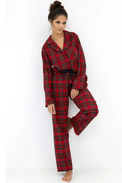Dámské pyžamo Dayana - bavlněný flanel - Červená
