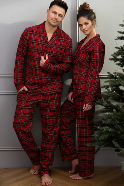 Dámské pyžamo Dayana - bavlněný flanel - Červená