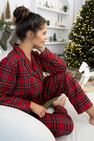 Dámské pyžamo Dayana - bavlněný flanel - Červená