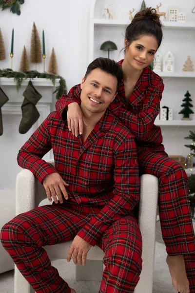 Dámské pyžamo Dayana - bavlněný flanel - Červená
