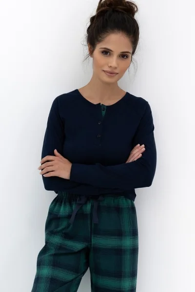 Dámské pyžamo Cassandra - bavlna - Tmavě zelená
