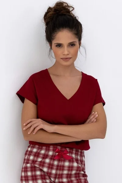 Dámské pyžamo Alivia - bavlna - Bordó