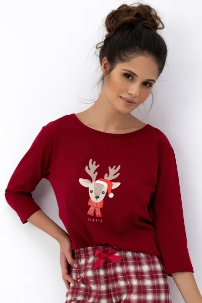 Dámské pyžamo Mallory - bavlna - Bordó