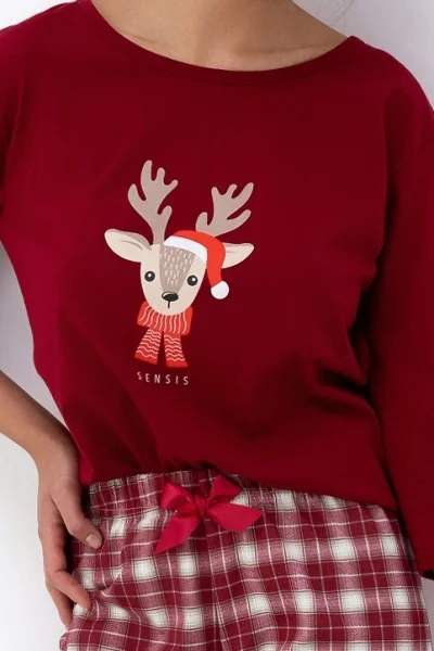 Dámské pyžamo Mallory - bavlna - Bordó