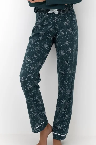 Dámské pyžamo June - bavlna - Tmavě zelená