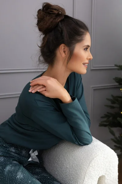 Dámské pyžamo June - bavlna - Tmavě zelená