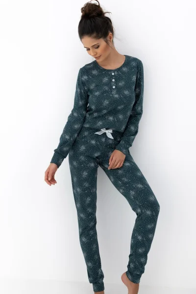 Dámské pyžamo Ellison - bavlna - Tmavě zelená