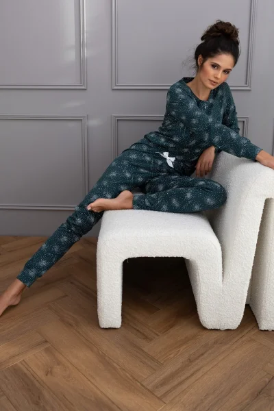 Dámské pyžamo Ellison - bavlna - Tmavě zelená