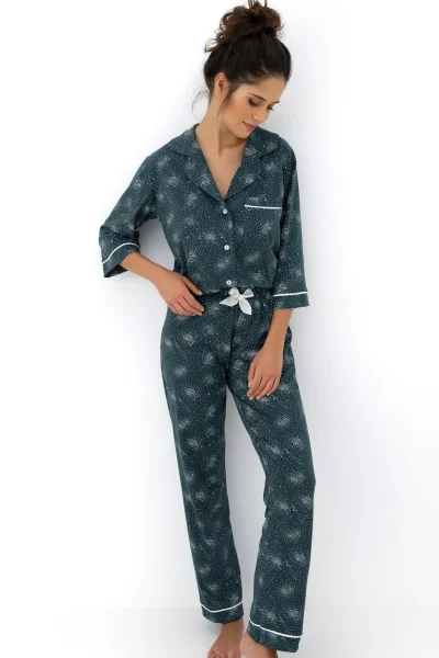 Dámské pyžamo Sydney - bavlna - Tmavě zelená