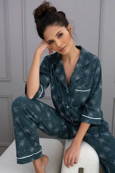 Dámské pyžamo Sydney - bavlna - Tmavě zelená