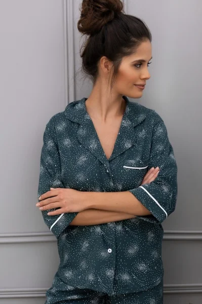 Dámské pyžamo Sydney - bavlna - Tmavě zelená