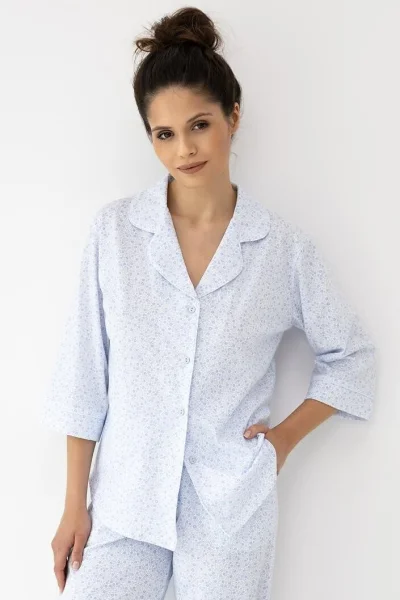 Dámské propínací pyžamo Paloma - Bílo-modrá