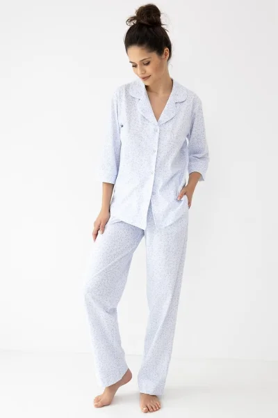 Dámské propínací pyžamo Paloma - Bílo-modrá