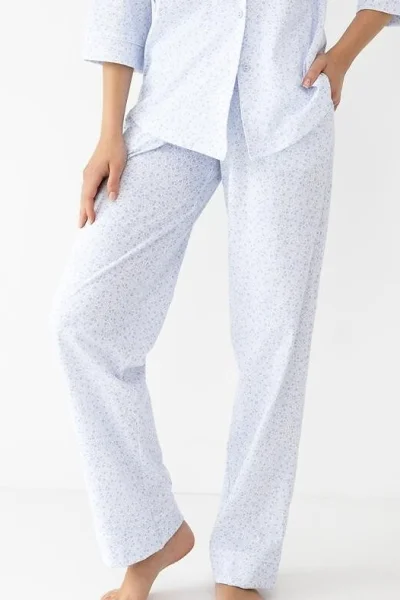 Dámské propínací pyžamo Paloma - Bílo-modrá