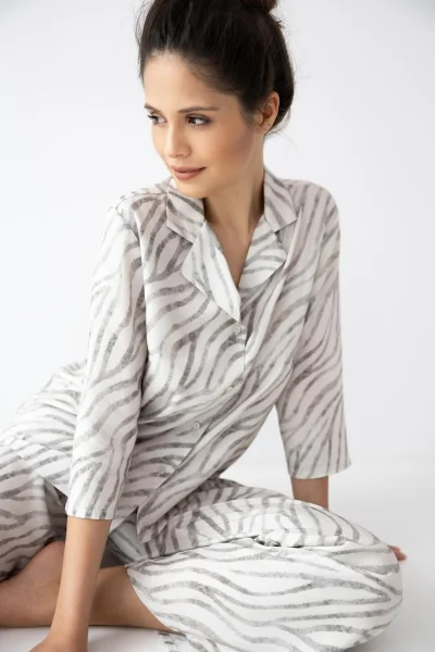 Dámské pyžamo Emory - 7/8 rukáv - Béžová