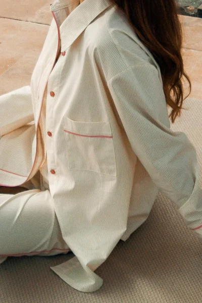 Dámské pyžamo Raven - propínací - Světle žlutá