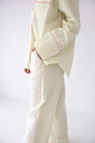 Dámské pyžamo Raven - propínací - Světle žlutá