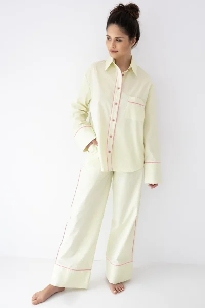 Dámské pyžamo Raven - propínací - Světle žlutá