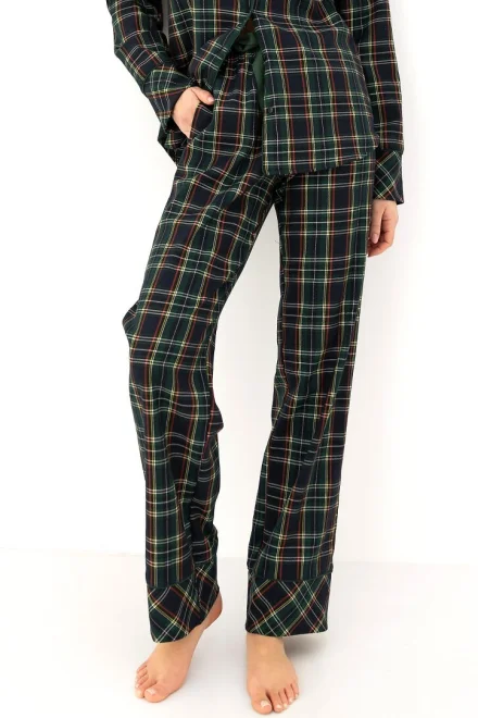 Dámské pyžamo Skyler - bavlněný flanel - Zelená