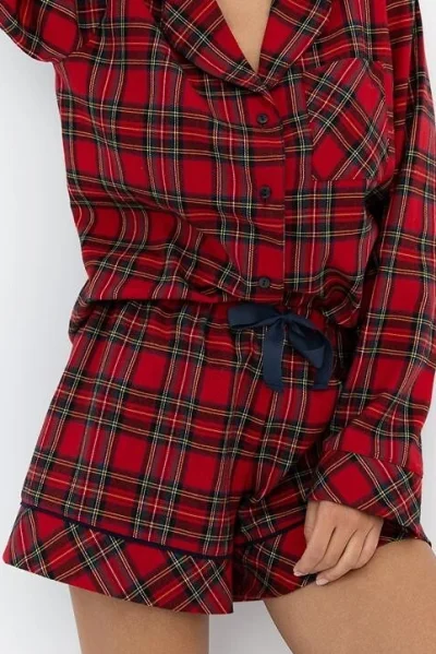 Dámské pyžamo Cynthia - bavlněný flanel - Červená