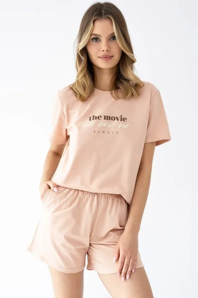 Dámské krátké pyžamo Anika - Světle oranžová