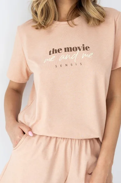 Dámské krátké pyžamo Anika - Světle oranžová