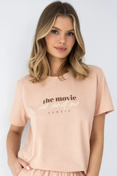 Dámské krátké pyžamo Anika - Světle oranžová