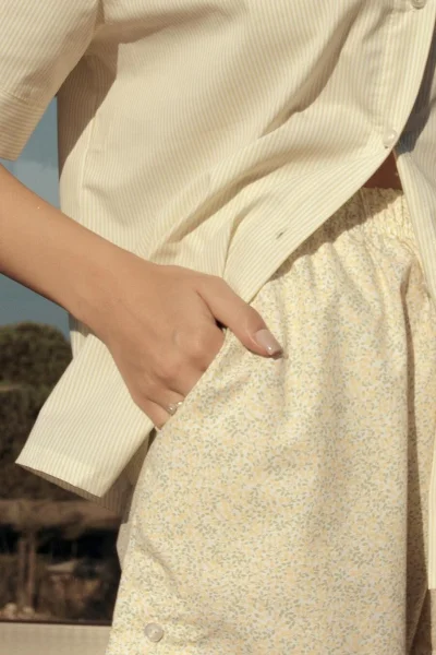 Dámské pyžamo Ophelia - propínací - Světle žlutá