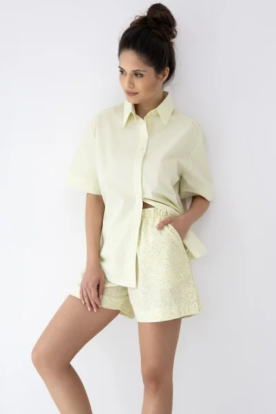 Dámské pyžamo Ophelia - propínací - Světle žlutá