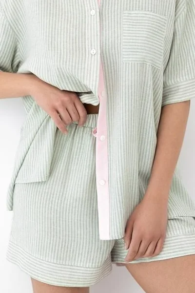 Dámské pyžamo Simona - propínací - Světle zelená