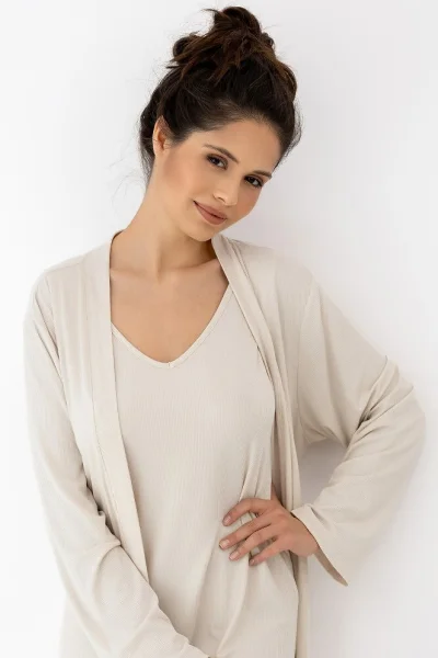 Komplet župan a noční košile Julienne - viskóza - Světle béžová