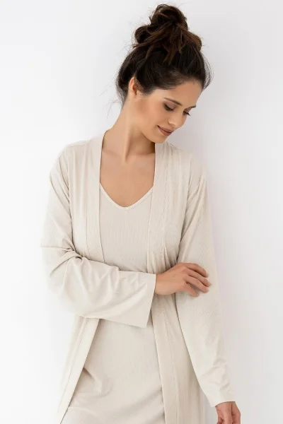 Komplet župan a noční košile Julienne - viskóza - Světle béžová