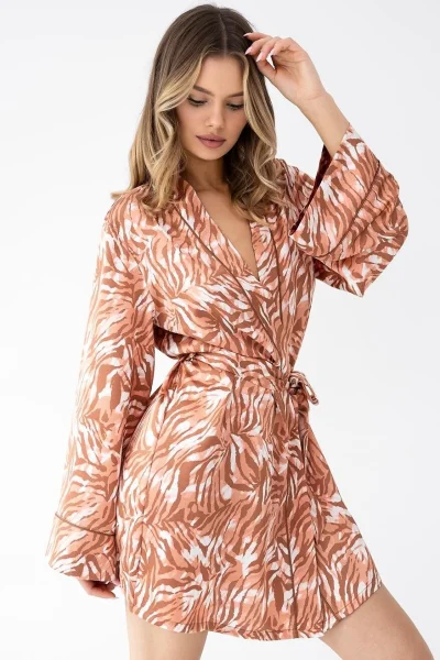 Dámský župan Velenisse - 7/8 rukáv - Mocca