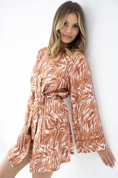 Dámský župan Velenisse - 7/8 rukáv - Mocca