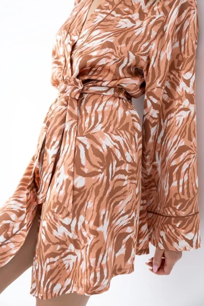 Dámský župan Velenisse - 7/8 rukáv - Mocca