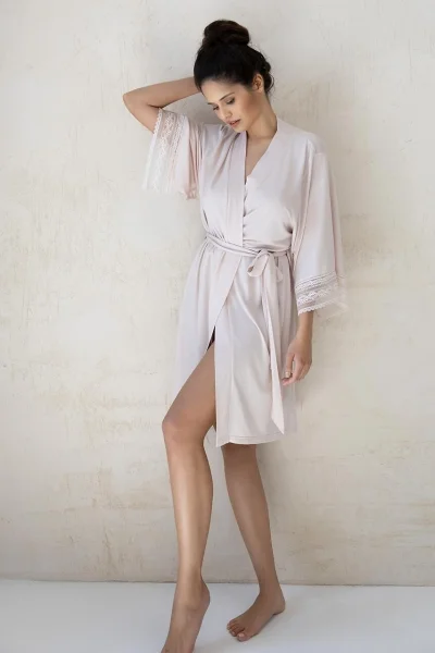 Dámský župan Stella - modal - Světle béžová